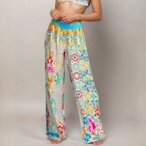 Johnny Was Pearce Smocked Pant - Tropical Print - Wide Leg - Size XL